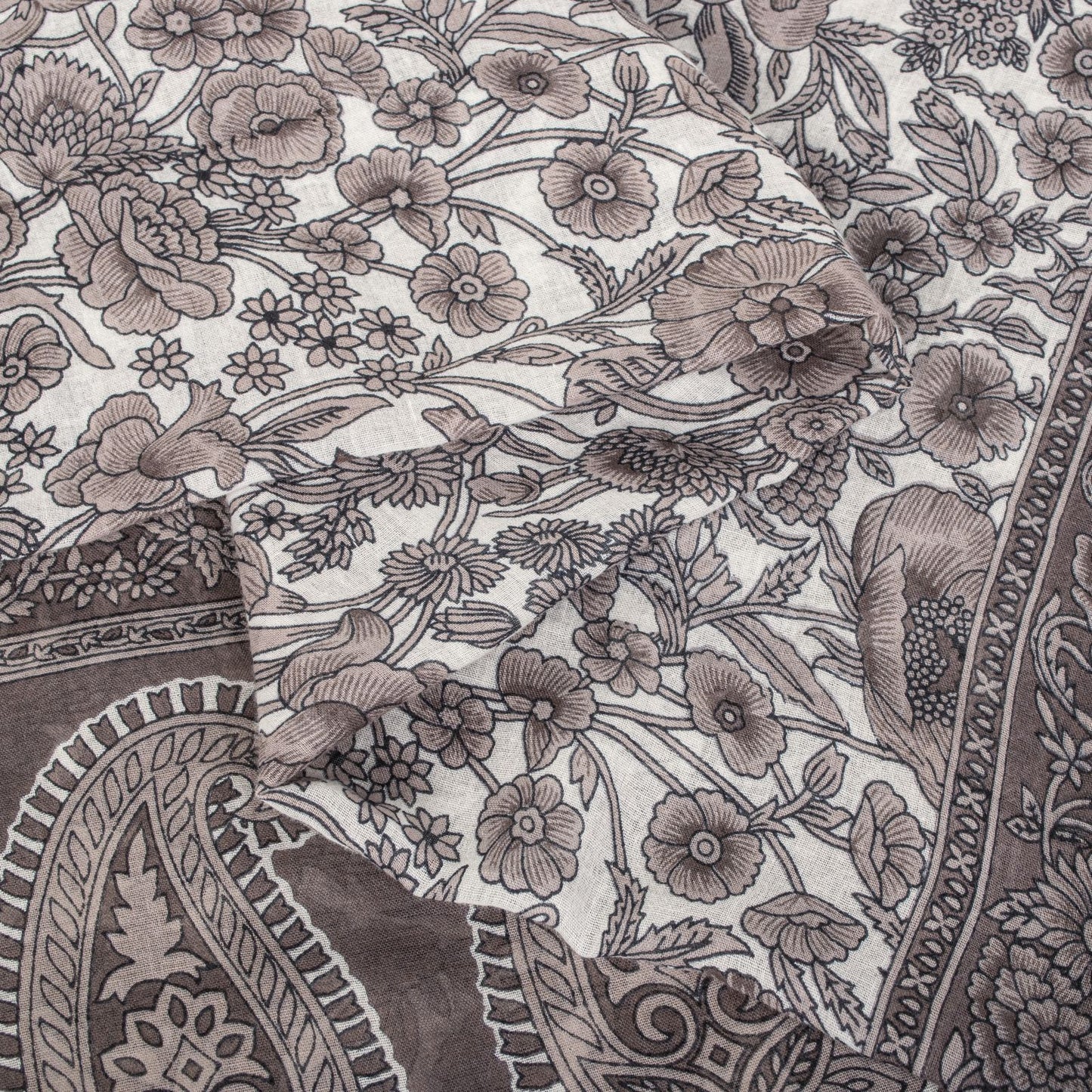 Sanskriti Vintage Saree White-Gray Pure Cotton Printed Sari Craft Fabric 5+Yard