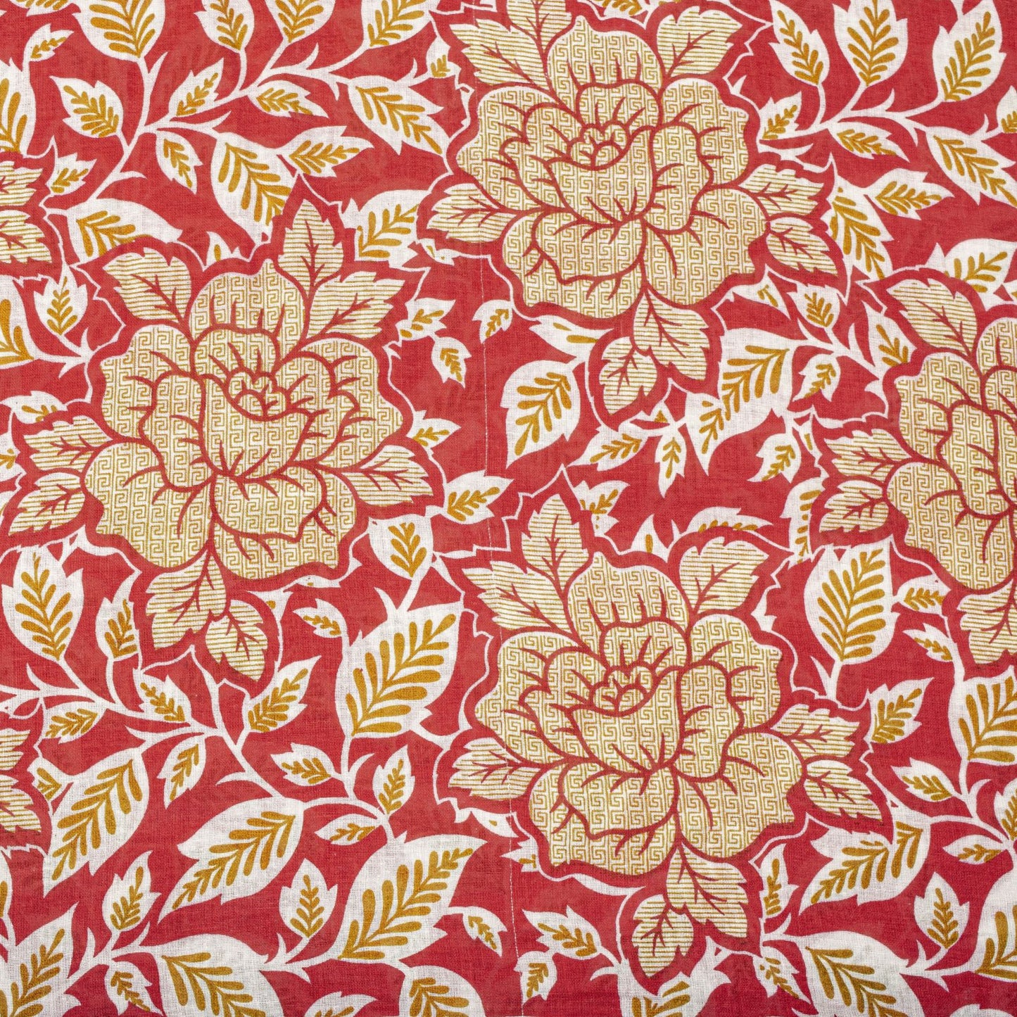 Sanskriti Vintage Saree Red Pure Cotton Floral Printed Sari Craft Fabric 5+Yard