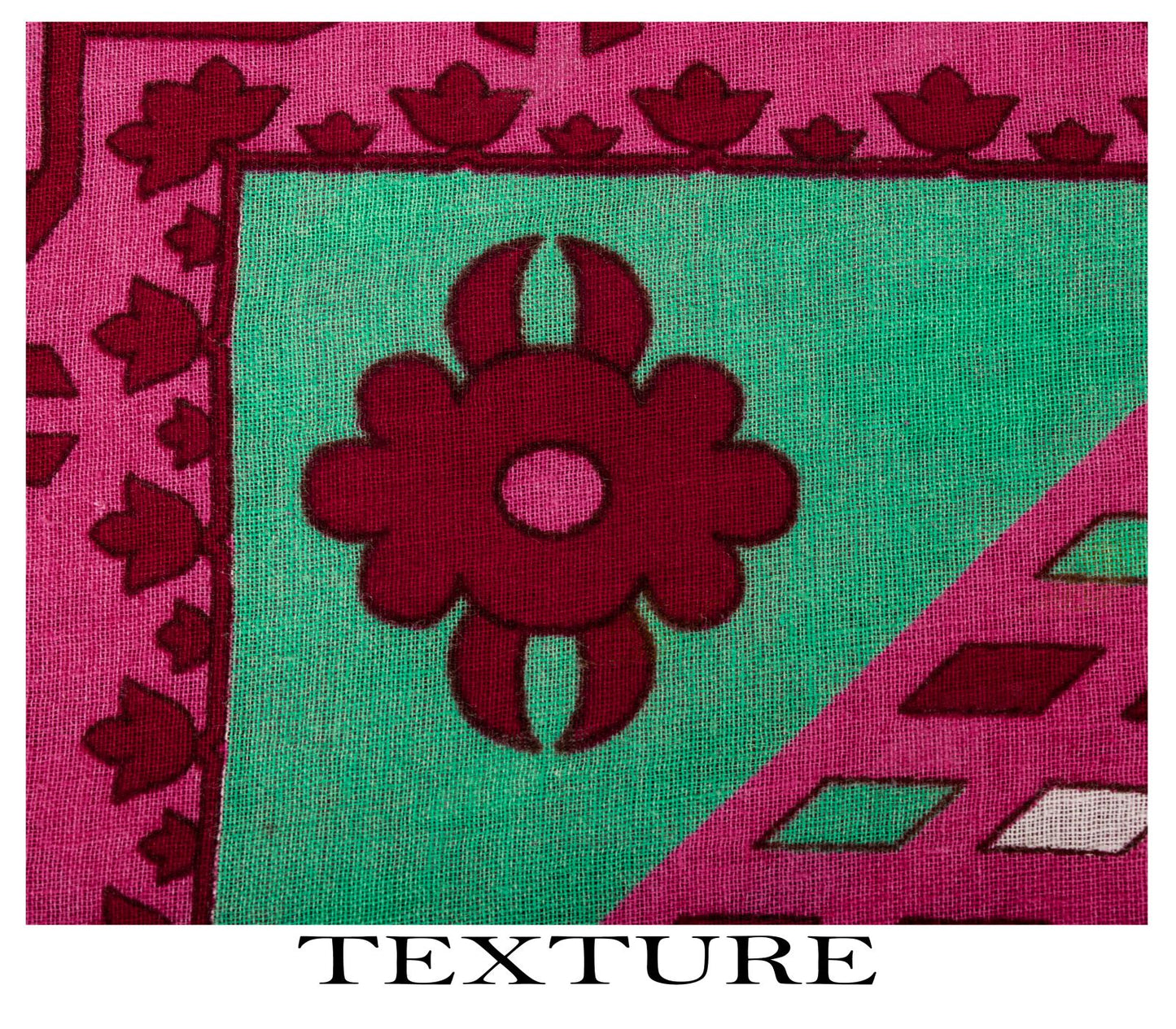 Sanskriti Vintage Saree Pink Pure Cotton Jamdani Printed Sari Fabric 4.5+Yard