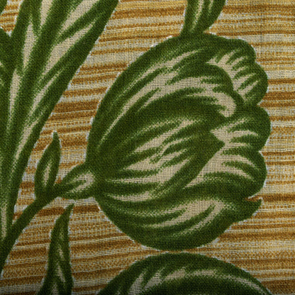 Sanskriti Vintage Saree Green Pure Cotton Floral Print Sari Craft Fabric 5+Yard