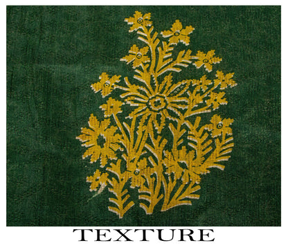 Sanskriti Vintage Saree Green Pure Cotton Floral Print Craft Fabric 5 Yard Sari