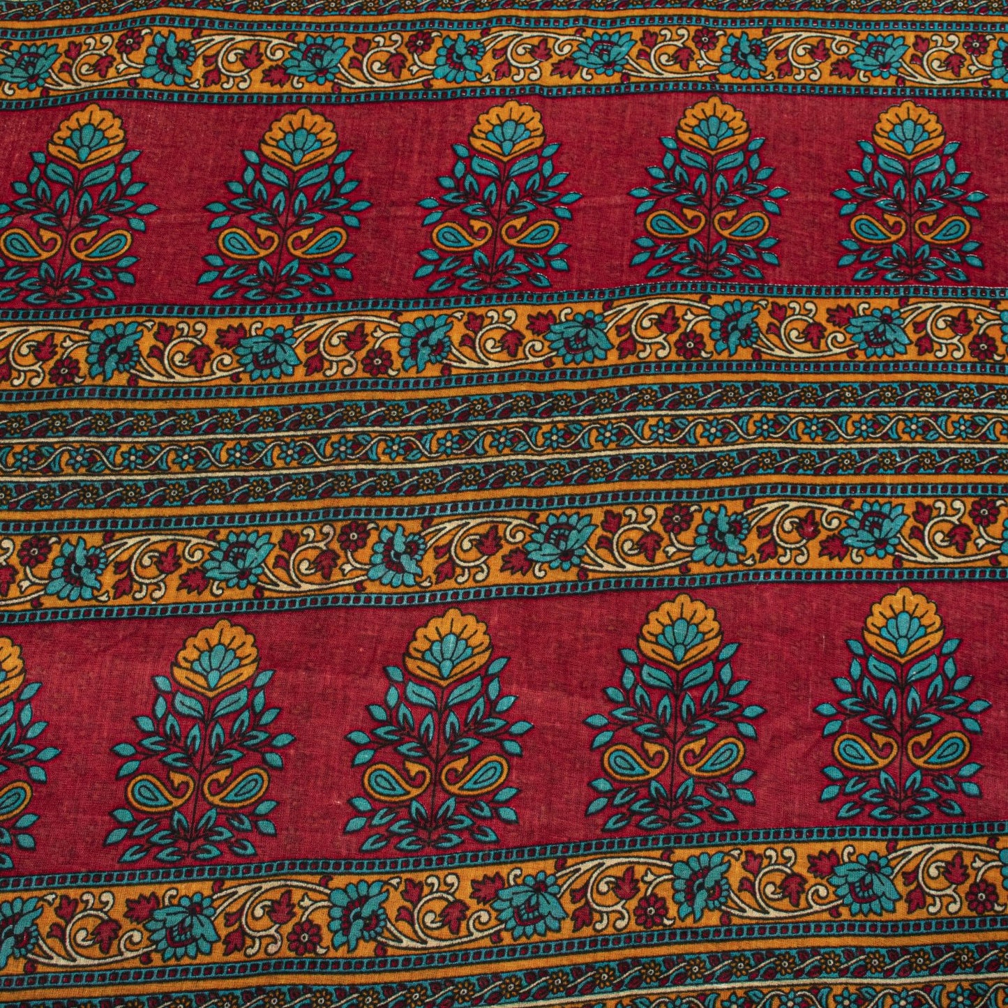 Sanskriti Vintage Saree Maroon 100% Pure Cotton Floral Printed Craft Fabric 5+Yard Sari