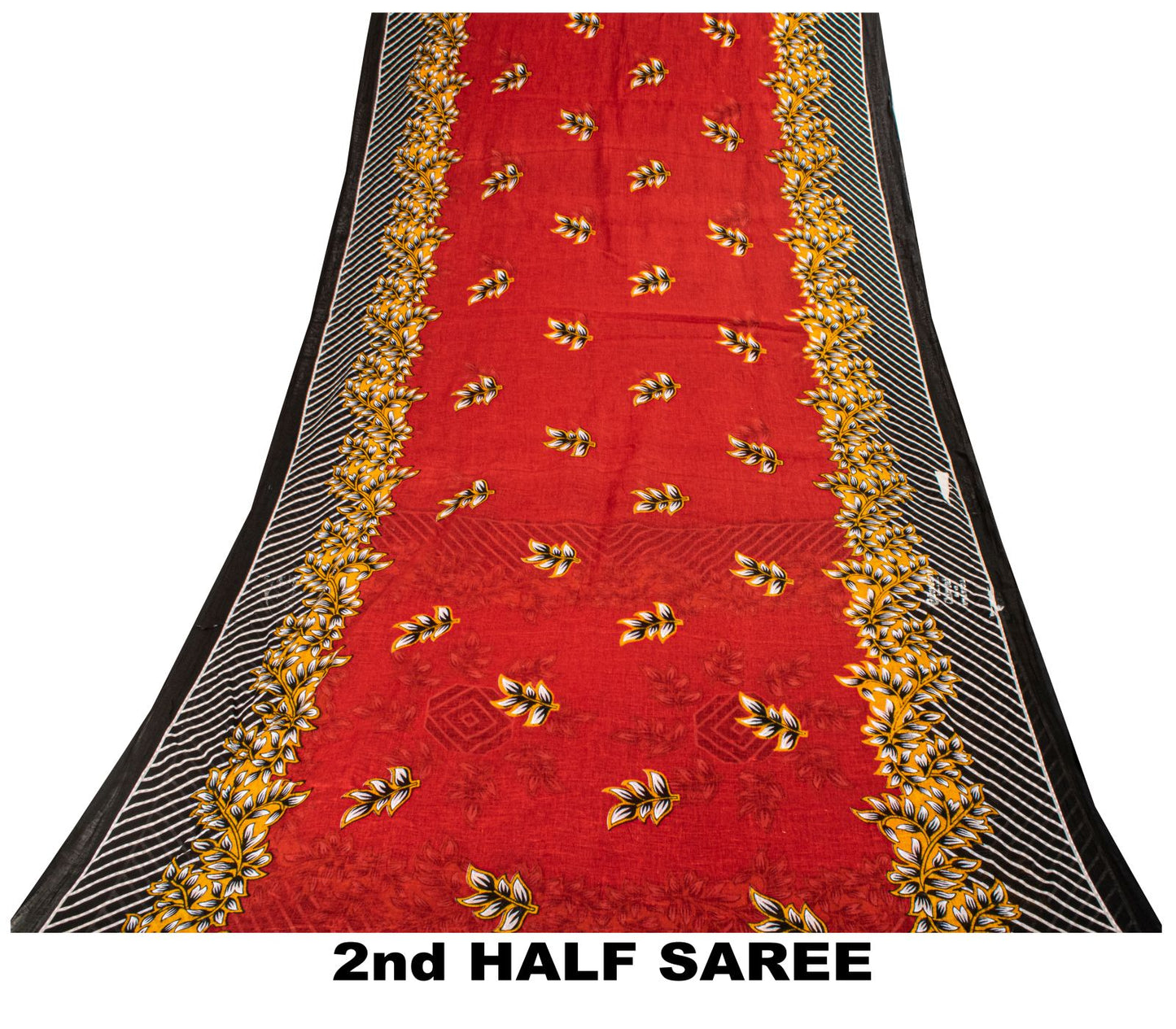 Sanskriti Vintage Saree Red Pure Cotton Floral Printed Craft Fabric Indian Sari