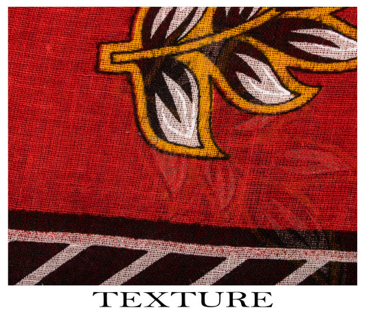 Sanskriti Vintage Saree Red Pure Cotton Floral Printed Craft Fabric Indian Sari