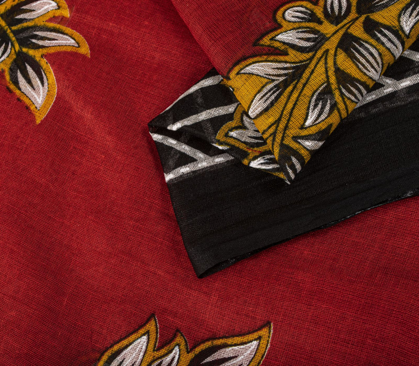 Sanskriti Vintage Saree Red Pure Cotton Floral Printed Craft Fabric Indian Sari