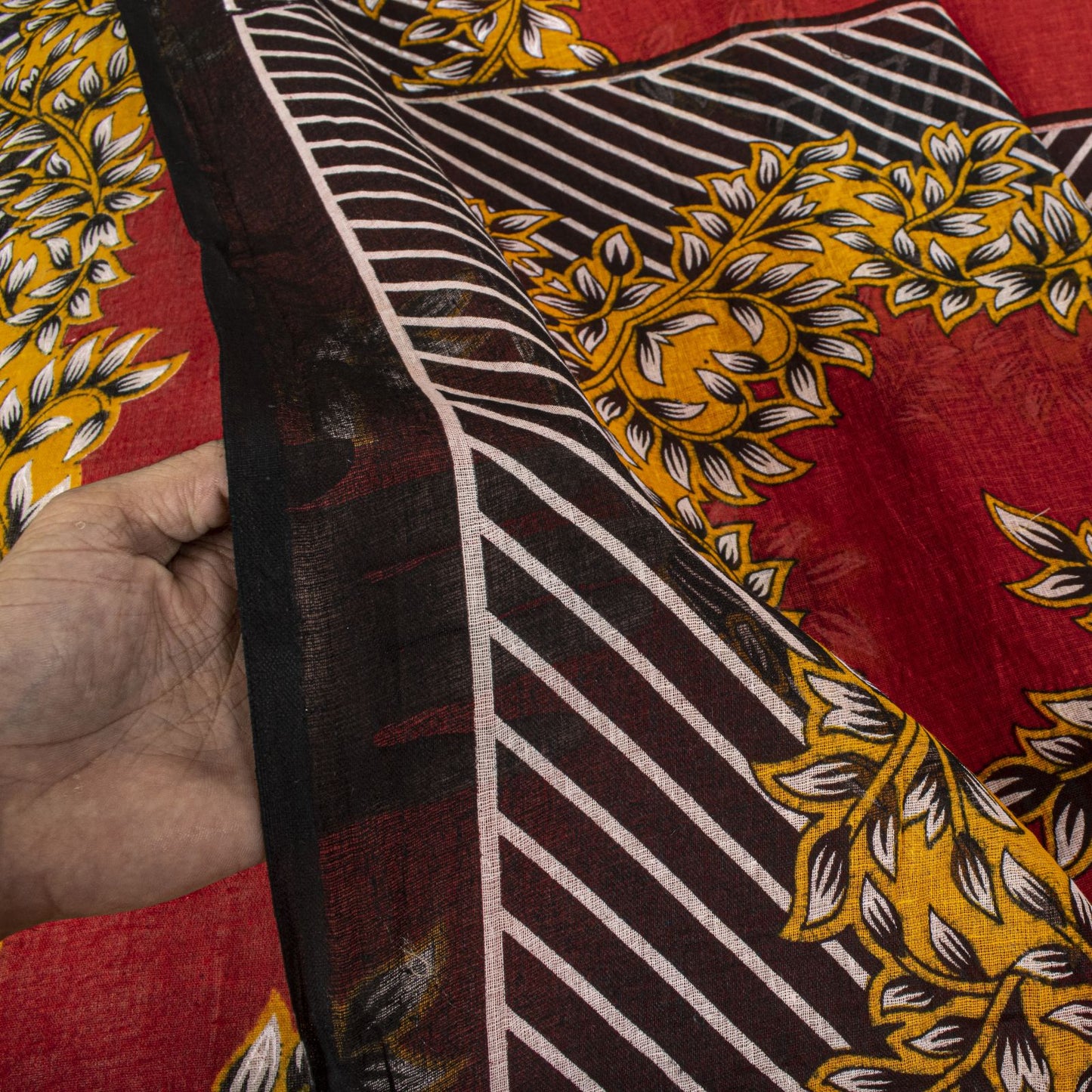 Sanskriti Vintage Saree Red Pure Cotton Floral Printed Craft Fabric Indian Sari