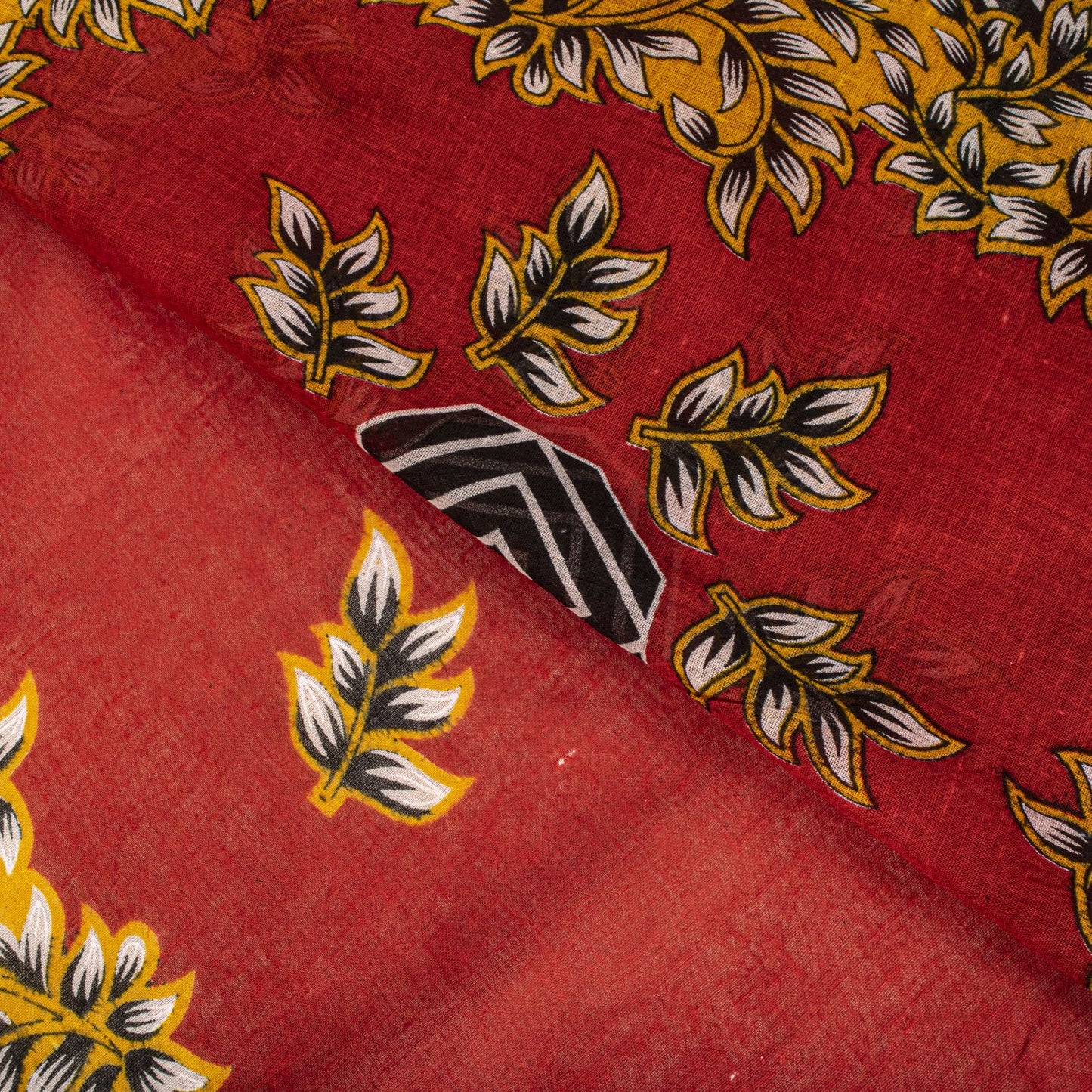Sanskriti Vintage Saree Red Pure Cotton Floral Printed Craft Fabric Indian Sari