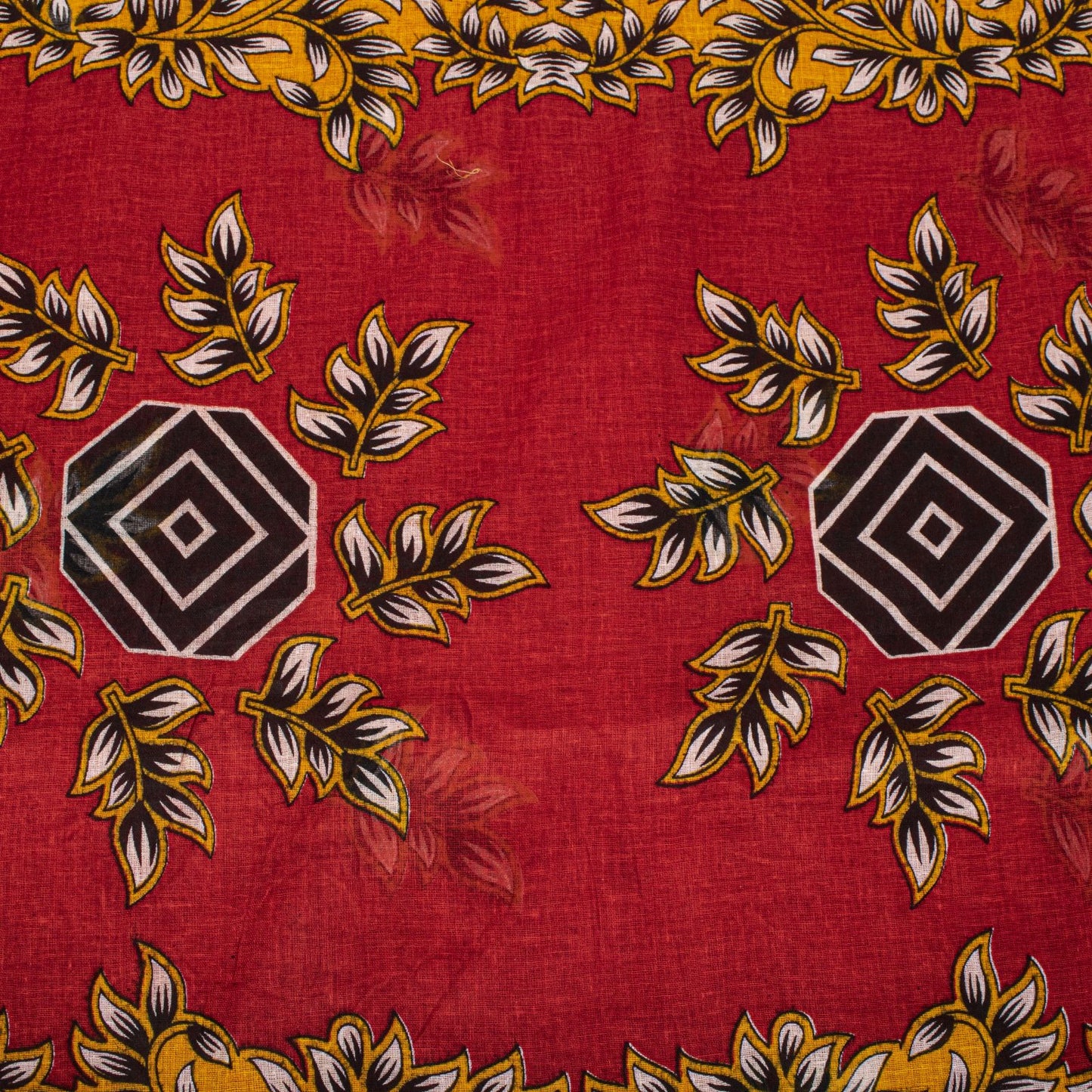 Sanskriti Vintage Saree Red Pure Cotton Floral Printed Craft Fabric Indian Sari