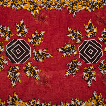 Sanskriti Vintage Saree Red Pure Cotton Floral Printed Craft Fabric Indian Sari