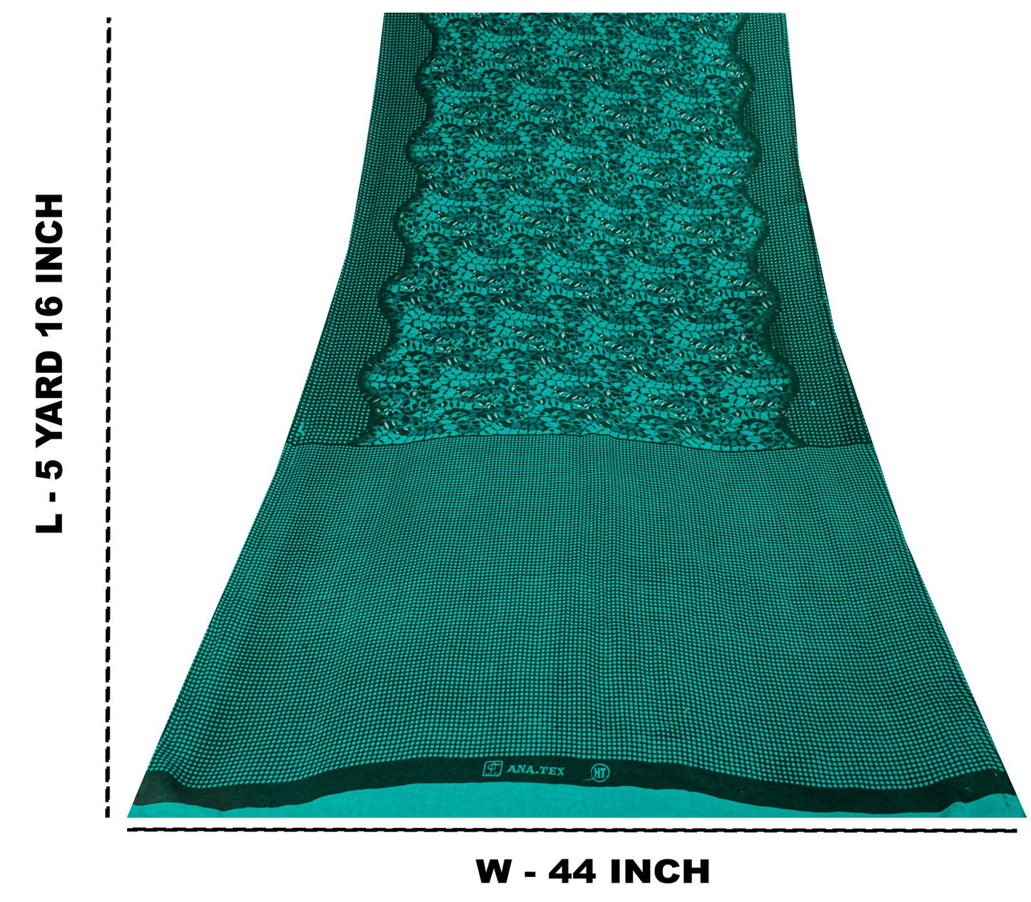 Sanskriti Vintage Saree Green 100% Pure Cotton Floral Printed Fabric 5+Yard Craft Sewing Sari