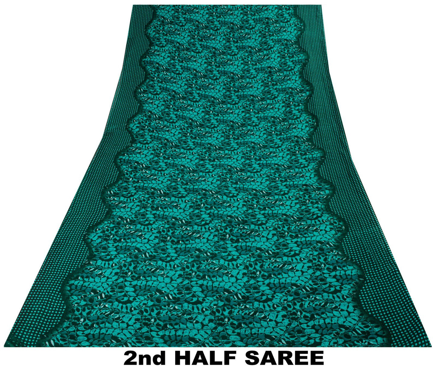 Sanskriti Vintage Saree Green 100% Pure Cotton Floral Printed Fabric 5+Yard Craft Sewing Sari