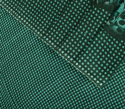 Sanskriti Vintage Saree Green 100% Pure Cotton Floral Printed Fabric 5+Yard Craft Sewing Sari