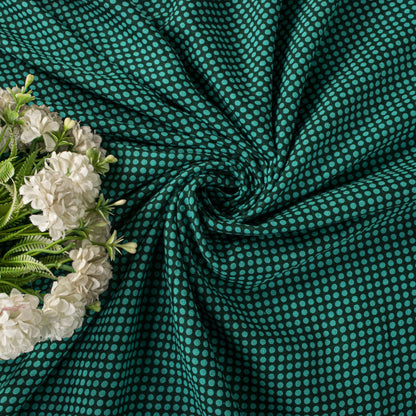 Sanskriti Vintage Saree Green 100% Pure Cotton Floral Printed Fabric 5+Yard Craft Sewing Sari