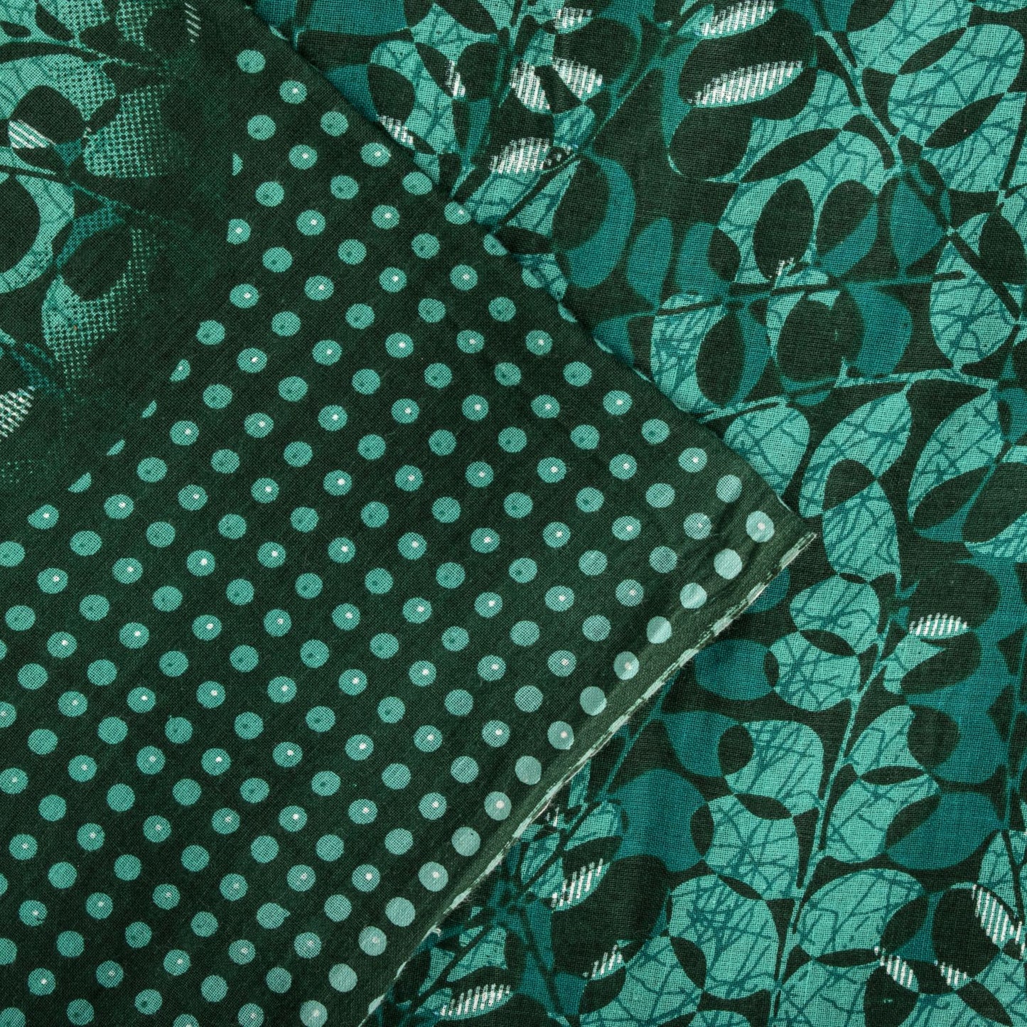 Sanskriti Vintage Saree Green 100% Pure Cotton Floral Printed Fabric 5+Yard Craft Sewing Sari