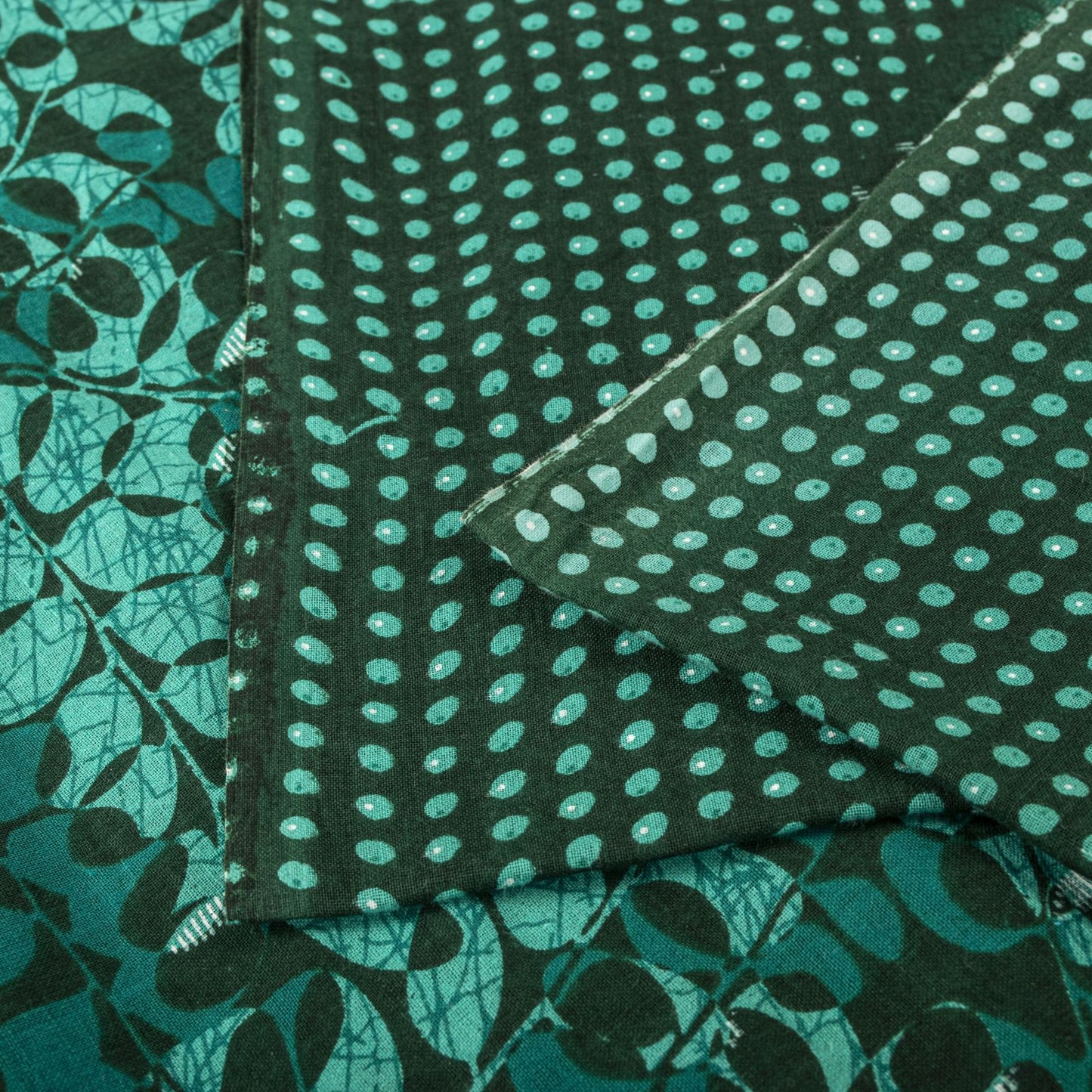 Sanskriti Vintage Saree Green 100% Pure Cotton Floral Printed Fabric 5+Yard Craft Sewing Sari