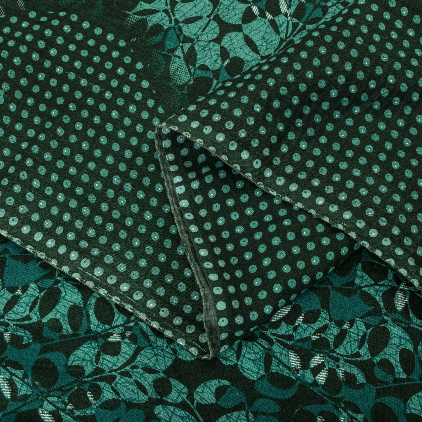 Sanskriti Vintage Saree Green 100% Pure Cotton Floral Printed Fabric 5+Yard Craft Sewing Sari