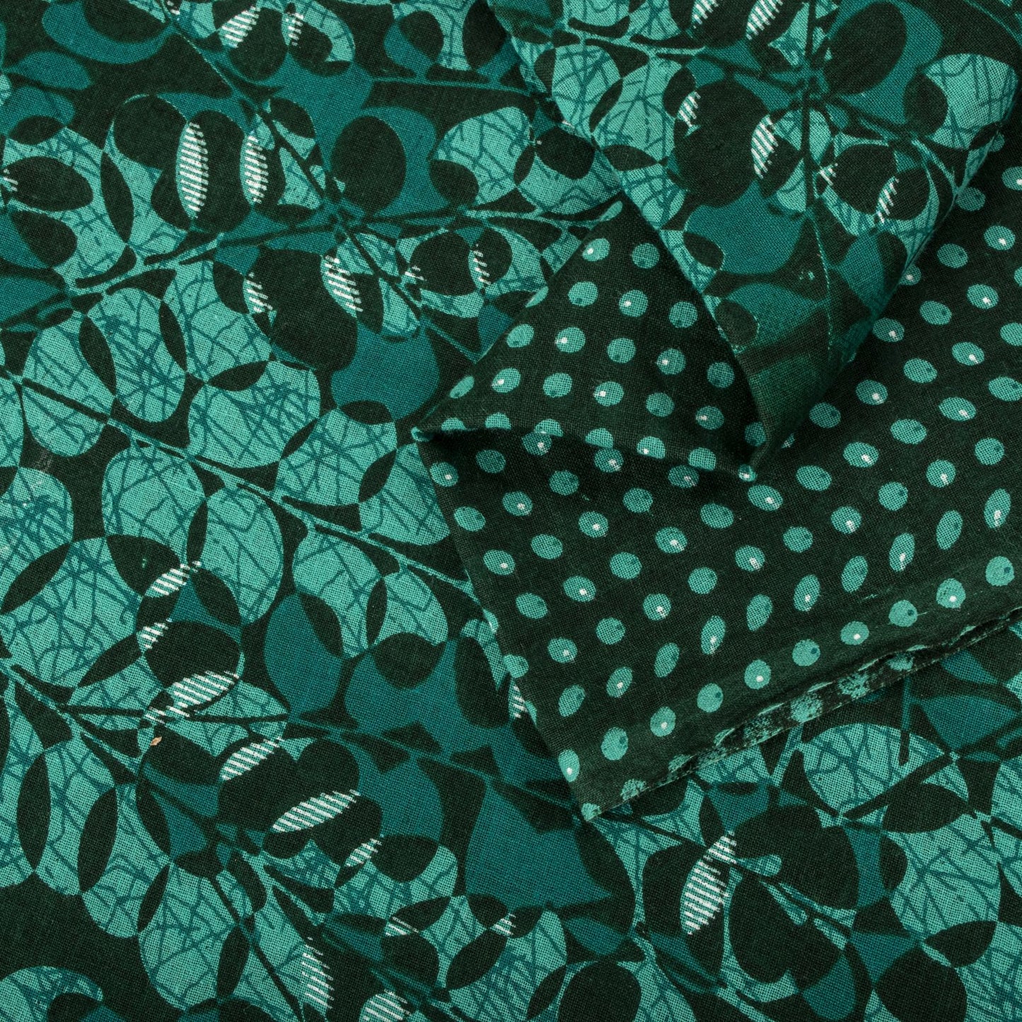 Sanskriti Vintage Saree Green 100% Pure Cotton Floral Printed Fabric 5+Yard Craft Sewing Sari
