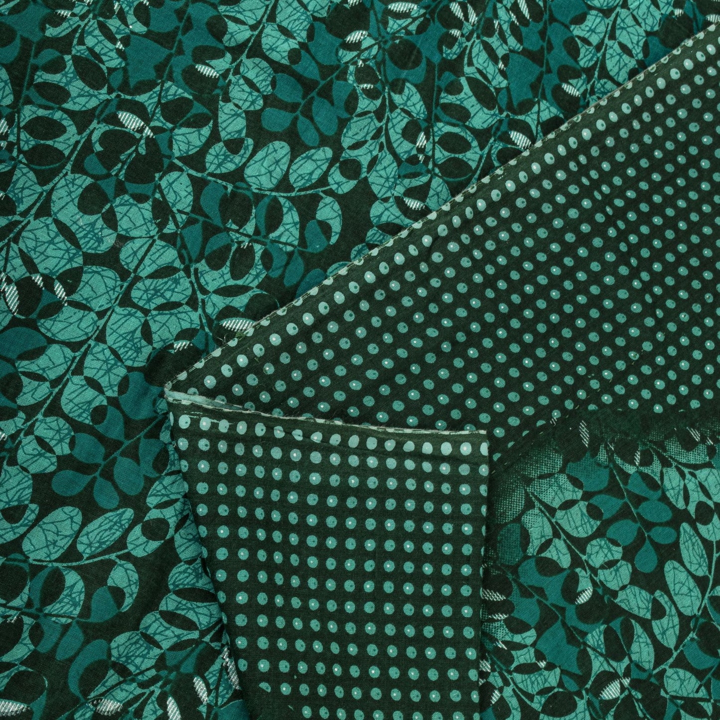 Sanskriti Vintage Saree Green 100% Pure Cotton Floral Printed Fabric 5+Yard Craft Sewing Sari