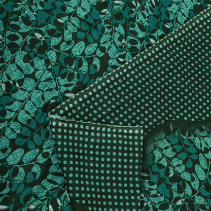 Sanskriti Vintage Saree Green 100% Pure Cotton Floral Printed Fabric 5+Yard Craft Sewing Sari
