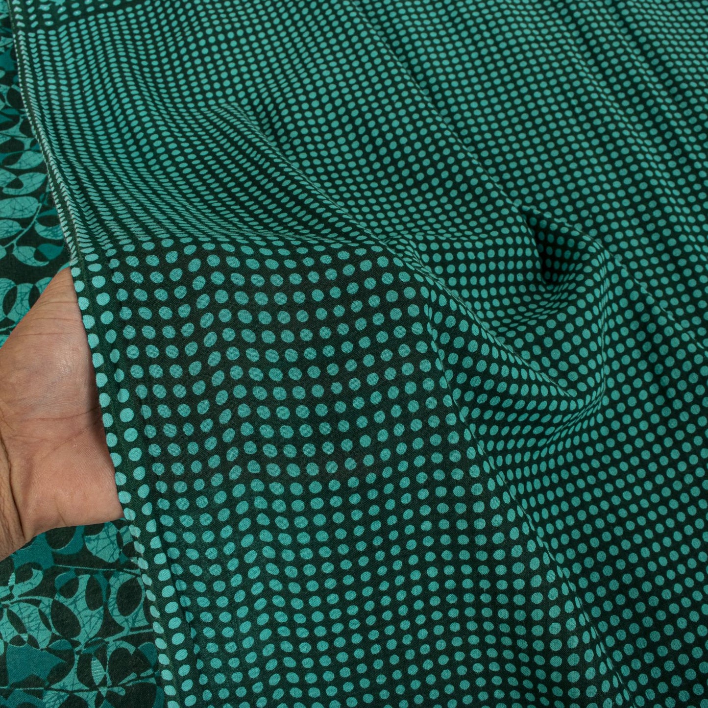 Sanskriti Vintage Saree Green 100% Pure Cotton Floral Printed Fabric 5+Yard Craft Sewing Sari