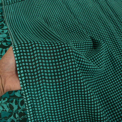 Sanskriti Vintage Saree Green 100% Pure Cotton Floral Printed Fabric 5+Yard Craft Sewing Sari