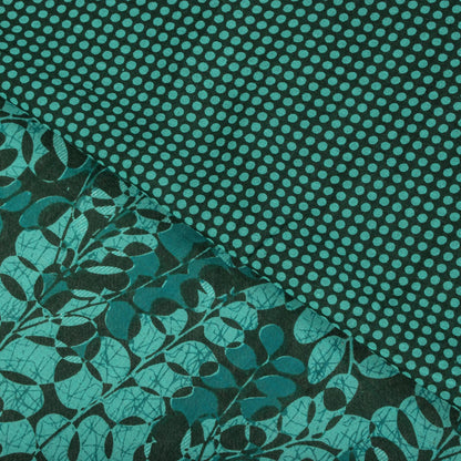 Sanskriti Vintage Saree Green 100% Pure Cotton Floral Printed Fabric 5+Yard Craft Sewing Sari