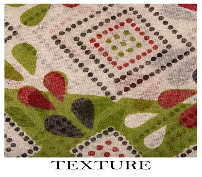 Sanskriti Vintage Saree White-Green 100% Pure Cotton Bandhani Printed Geometric Fabric 5+Yard Craft Sari