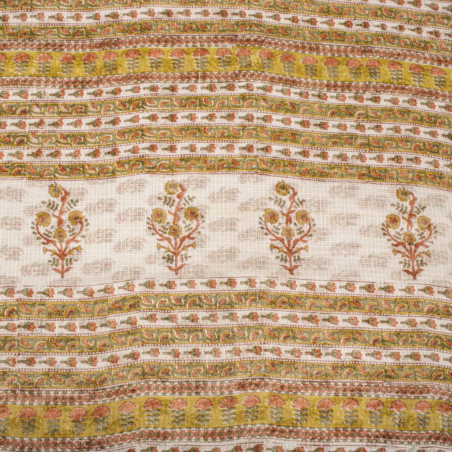 Sanskriti Vintage Saree White Kota Hand Woven/Doria Pure Cotton Hand Block Printed Fabric 5+Yard Craft Sari