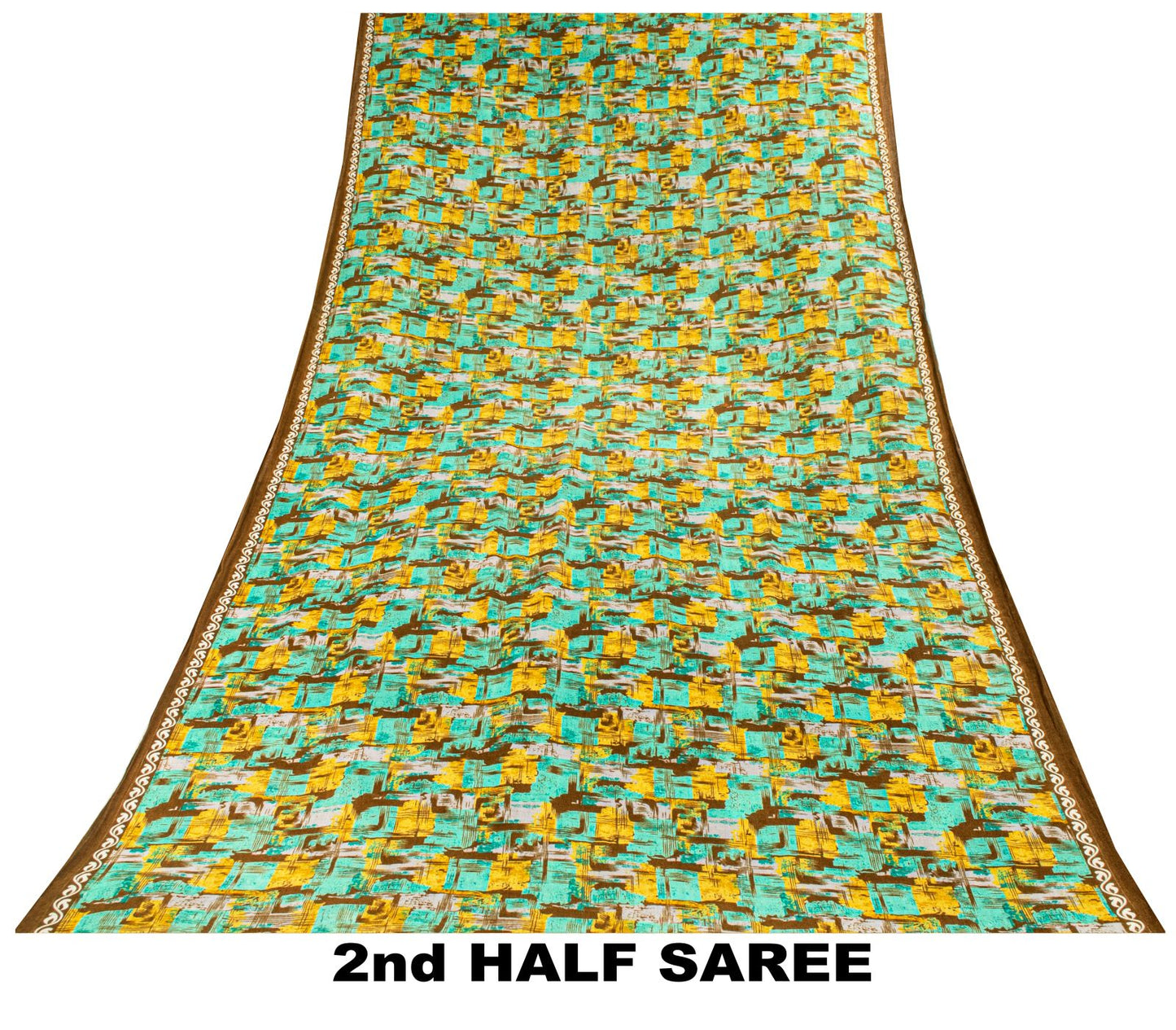Sanskriti Vintage Saree Green 100% Pure Cotton Abstract Printed Craft Fabric 5+Yard Sari Uses-Table linen, Cushions, Curtains, Dressing DIY