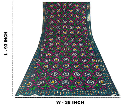 Sanskriti New Blue Phulkari Ooak Dupatta/Stole Georgette Hand Embroidered Veil