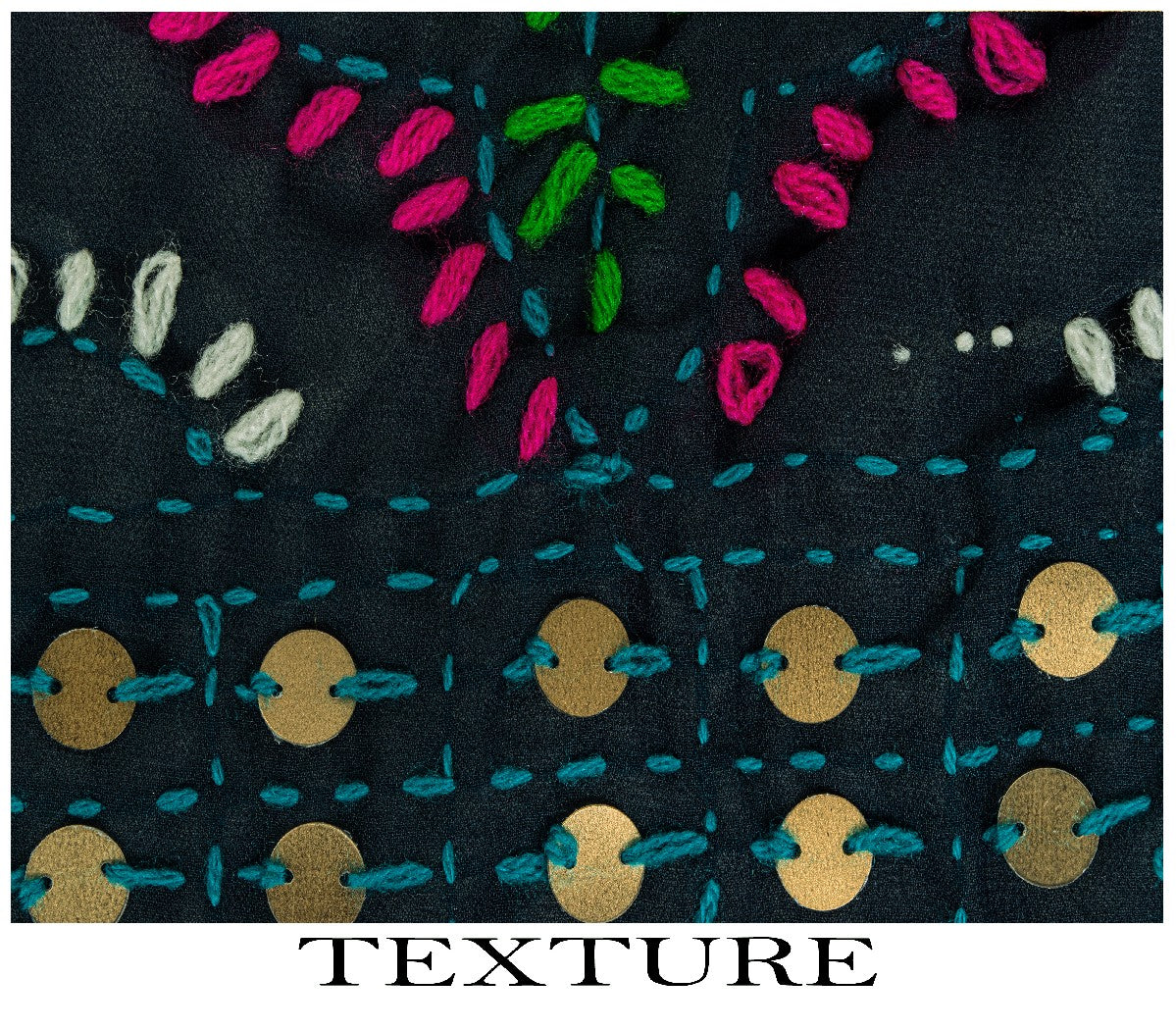 Sanskriti New Blue Phulkari Ooak Dupatta/Stole Georgette Hand Embroidered Veil