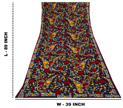 Sanskriti New Blue Phulkari Dupatta/Stole Georgette Hand Embroidered OOAK Veil