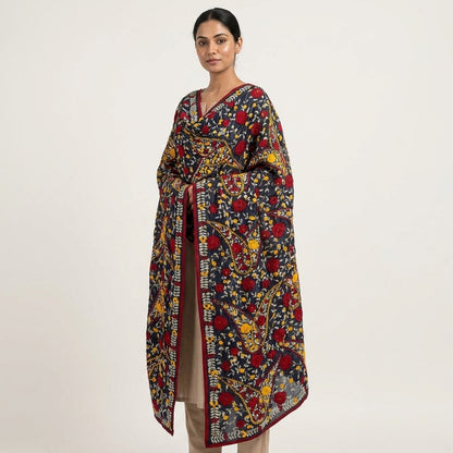 Sanskriti New Blue Phulkari Dupatta/Stole Georgette Hand Embroidered OOAK Veil