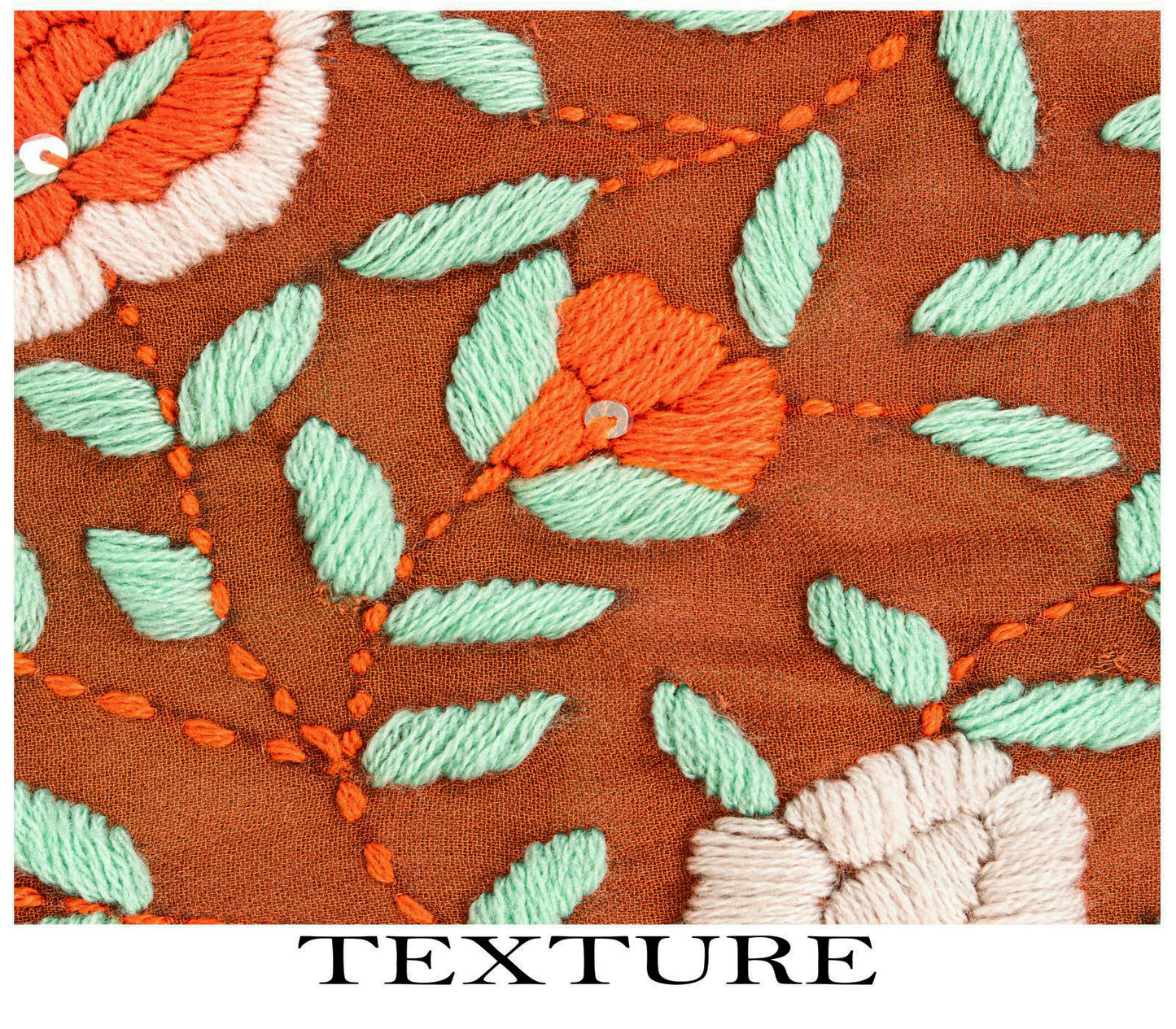 Sanskriti New Brown Pure Georgette Dupatta Hand Embroidered Phulkari OOAK Stole