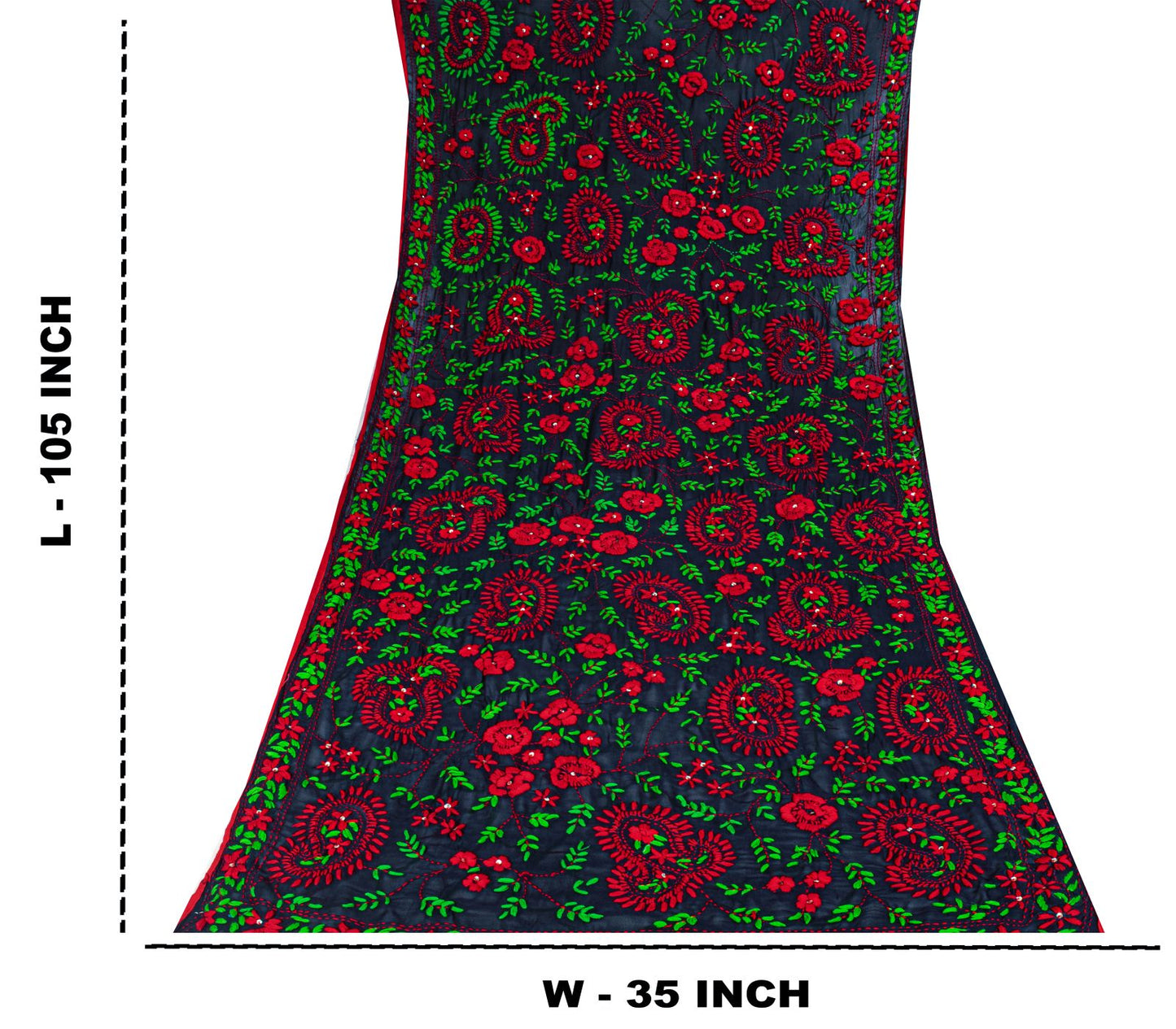 Sanskriti Vintage Blue Pure Georgette Dupatta/Stole Handembroidery Phulkari Veil
