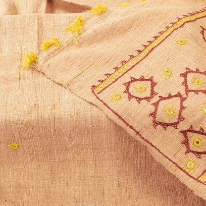 Sanskriti Vintage Beige Pure Khadi Cotton Dupatta/Stole Kutch Hand Embroidered