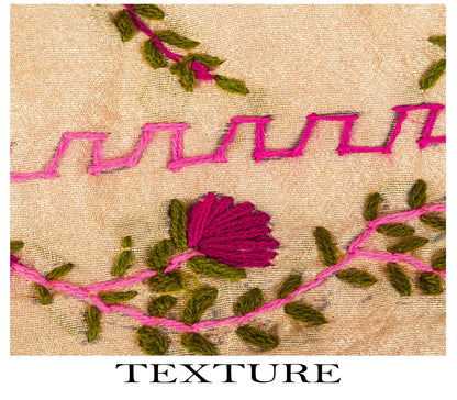 Sanskriti New Cream Dupatta/Stole Cream Art Silk Hand Embroidered Phulkari Veil