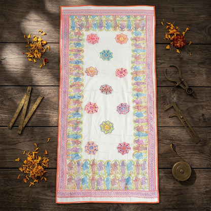 Sanskriti New White Phulkari Hand Embroidery Dupatta/Stole Art Silk Wedding Veil