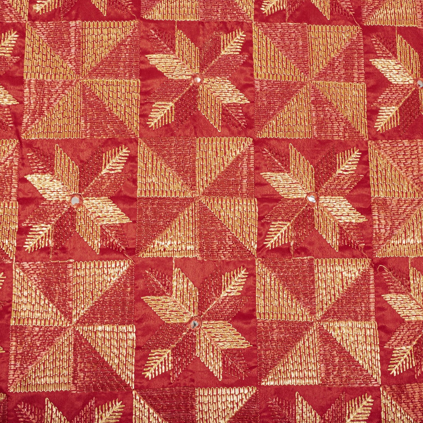 Sanskriti New Red Art Silk Bagh Phulkari Hand Embroidery Dupatta/Stole Soft Veil