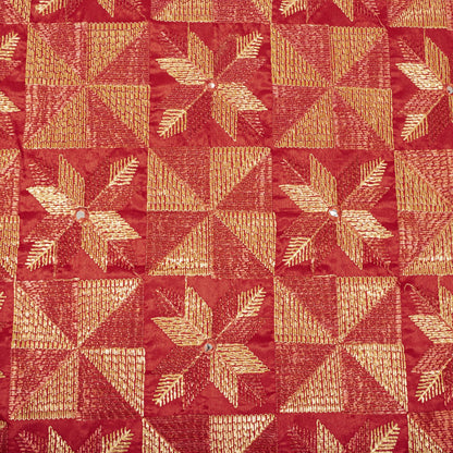 Sanskriti New Red Art Silk Bagh Phulkari Hand Embroidery Dupatta/Stole Soft Veil