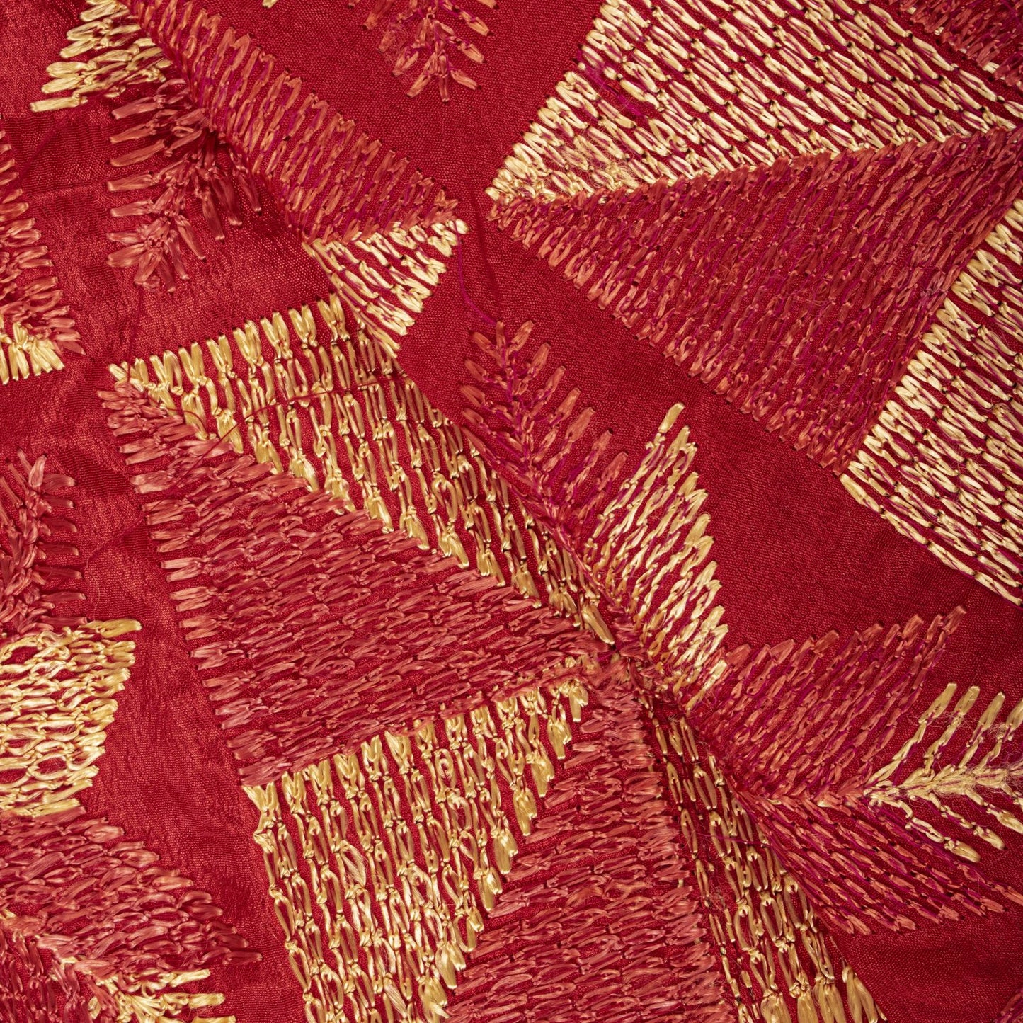 Sanskriti New Red Art Silk Bagh Phulkari Hand Embroidery Dupatta/Stole Soft Veil