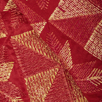 Sanskriti New Red Art Silk Bagh Phulkari Hand Embroidery Dupatta/Stole Soft Veil