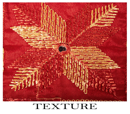 Sanskriti New Red Art Silk Bagh Phulkari Hand Embroidery Dupatta/Stole Soft Veil