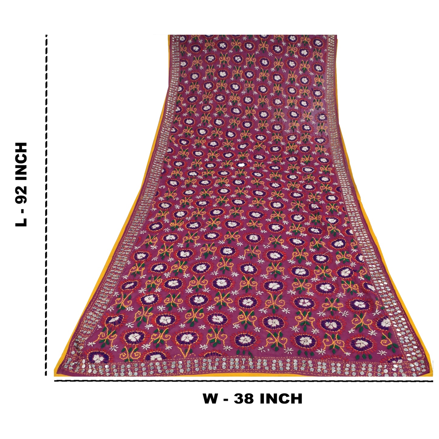 Sanskriti New Pink Phulkari Dupatta/Stole Pure Georgette Silk Hand Embroidered