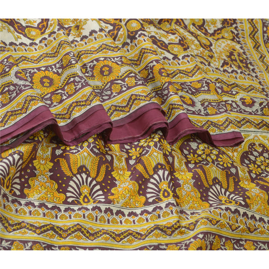 Санскритские винтажные разноцветные сари 100% чистый шелк с принтом устойчивая ткань сари ремесло