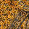 Sanskriti Vintage Yellow & Black Art Silk Sarees Peacock Human Printed 5+YD Sari