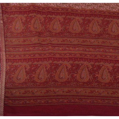 Sanskriti Vintage Printed Sarees Art Silk Craft Fabric Pink Zari Border Sari