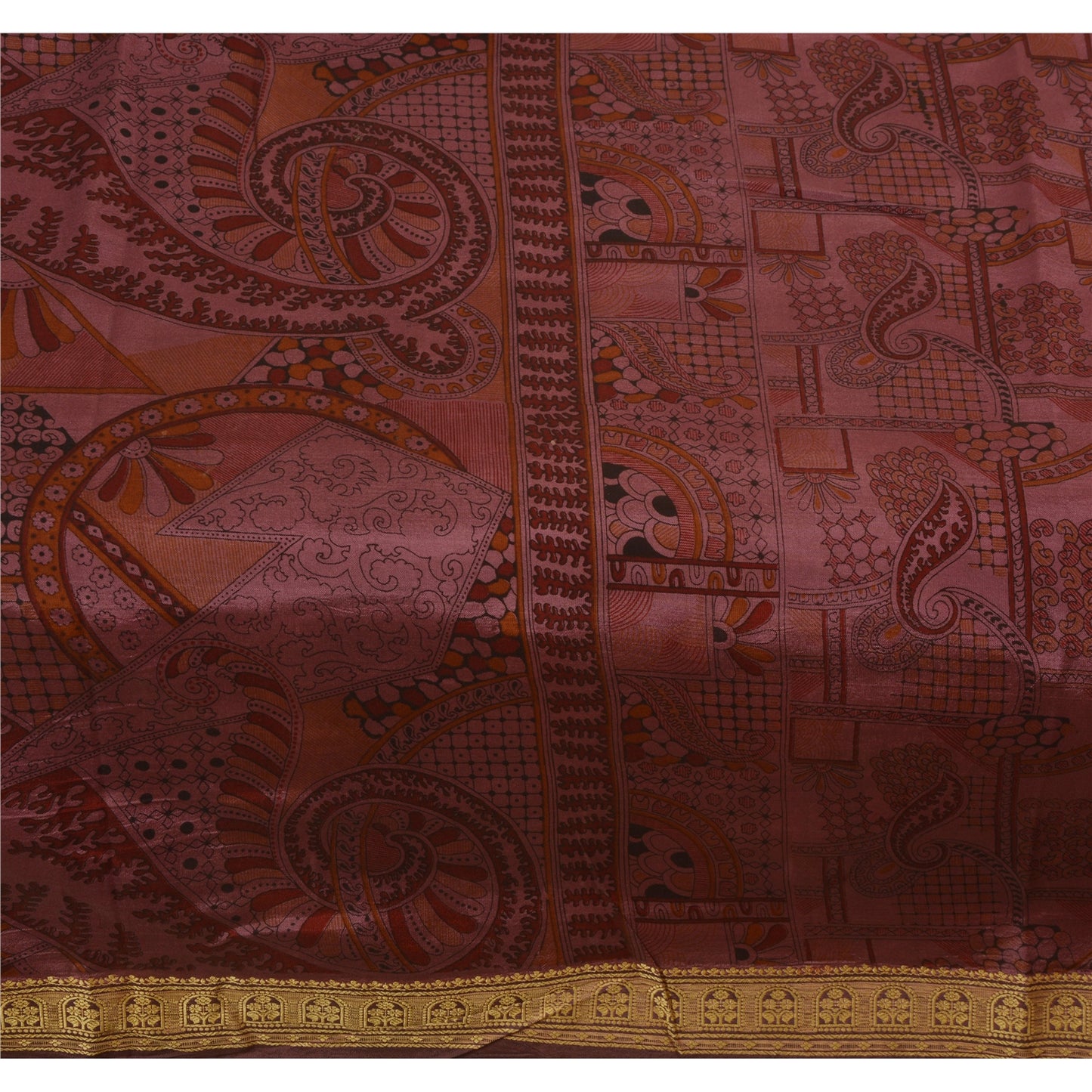 Sanskriti Vintage Indian Art Silk Sarees Pink Printed Sari Craft 5 Yard Fabric