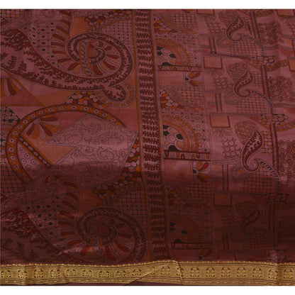Sanskriti Vintage Indian Art Silk Sarees Pink Printed Sari Craft 5 Yard Fabric