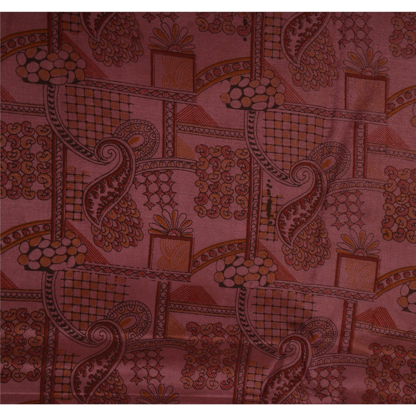 Sanskriti Vintage Indian Art Silk Sarees Pink Printed Sari Craft 5 Yard Fabric